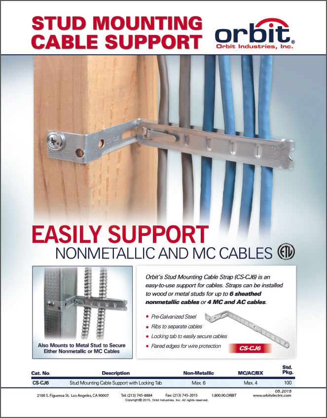 Stud Mounting Cable Support