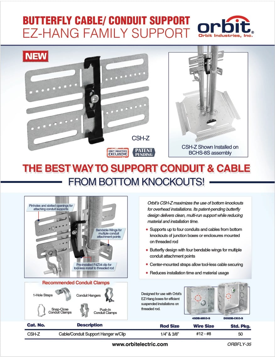 Butterfly Cable/Conduit Support Hanger (CSH-Z) Flyer